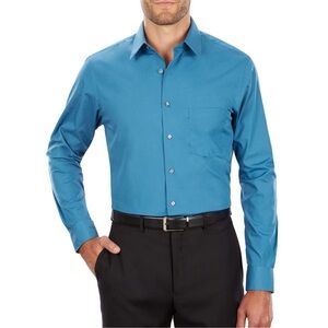 VAN HEUSEN POPLIN DARK DEEP SEA COLOR
LONG SLEEVE DRESS SHIRT SIZE 18 34/35